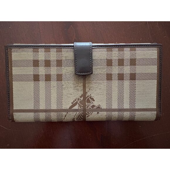 Burberry Beige/Brown Haymarket Check Fabric & Leather Slim Continental Wallet - Picture 4 of 15